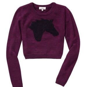 Aritzia crop merino wool sweater with Horse Design M